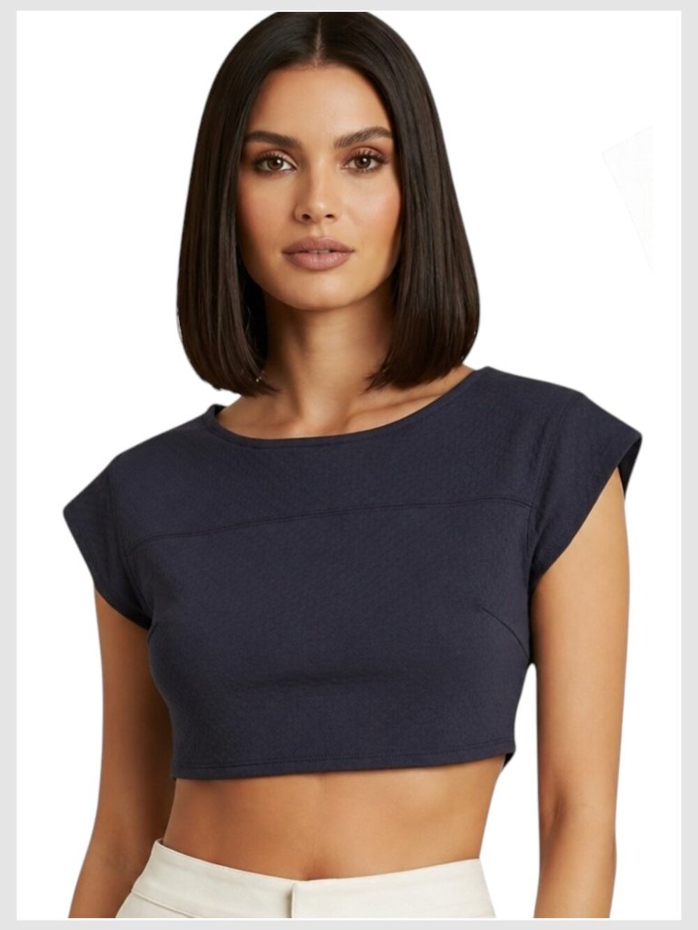 Bebe Fitted Charcoal Crop Top Stretch Knit Short Sleeve XS